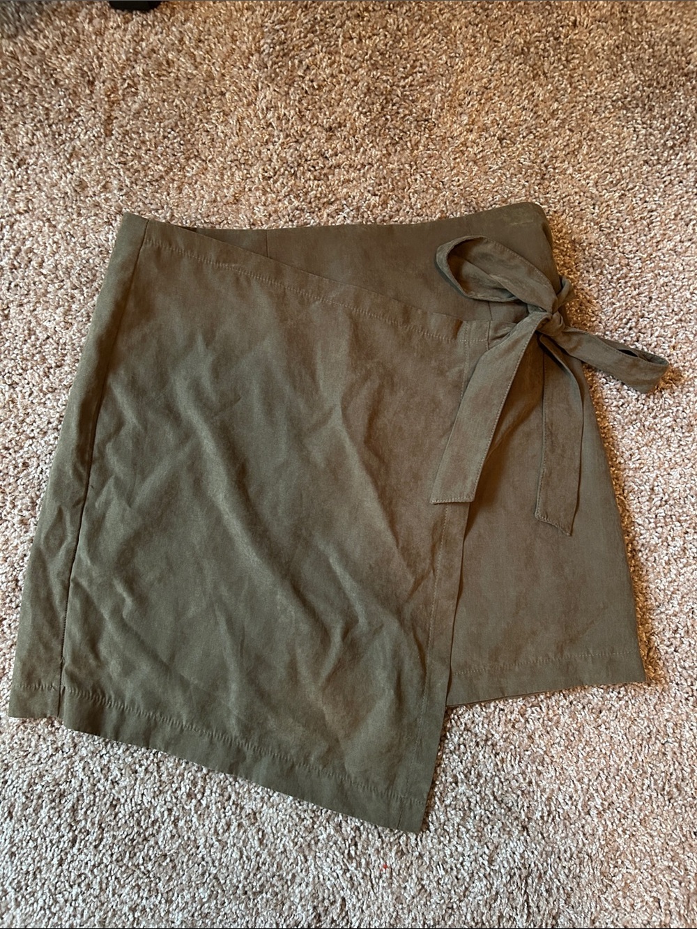 HYFVE Olive Asymmetrical Wrap Mini Skirt with Side Tie